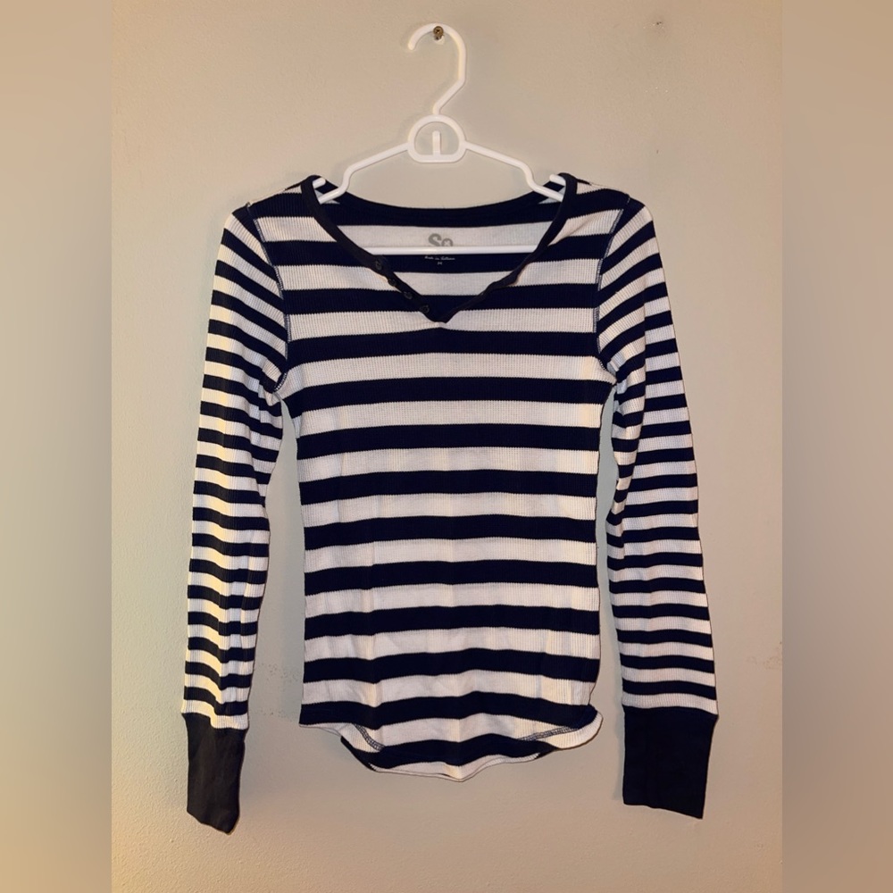 SO Striped White & Navy Long Sleeve